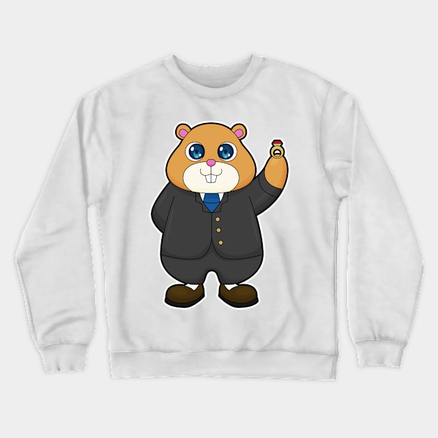 Hamster as Groom with Wedding ring Crewneck Sweatshirt by Markus Schnabel